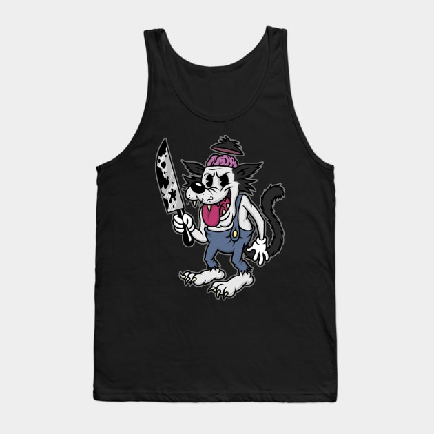 Big Bad Wolf with Knife Creepy Cute Graphic Horror Tank Top by AtomicMadhouse